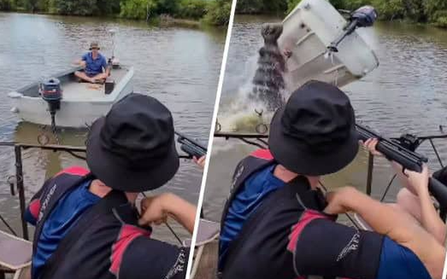 Thót tim khoảnh khắc "quái thú 3 tấn" lật úp ca nô chở du khách giữa sông