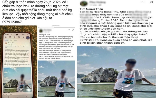 Thiếu niên sinh năm 2012 âm thầm rời nhà, gia đình hoảng loạn đăng tin khắp mạng xã hội: Công an phát hiện ở một địa điểm cách nhà 50km lúc đêm muộn