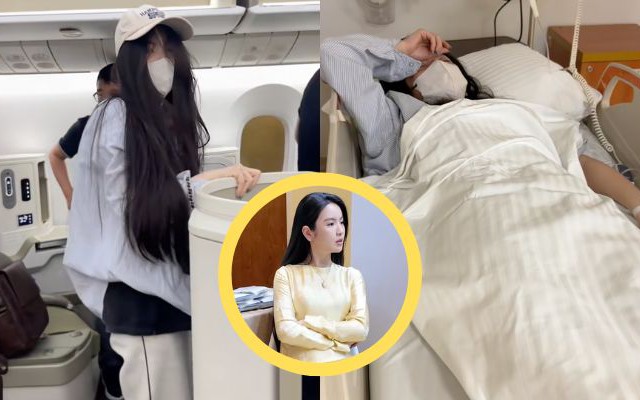 Chu Thanh Huyền "đầu bù tóc rối", nôn ói liên tục trên máy bay, vừa hạ cánh đã vào thẳng bệnh viện, chuyện gì đây?