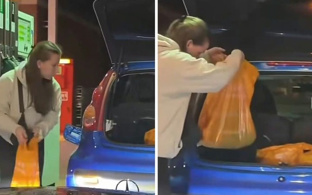 Ngỡ ngàng nữ tài xế dùng túi nilon đựng xăng rồi cho vào cốp xe ô tô để tích trữ: Cực kỳ nguy hiểm