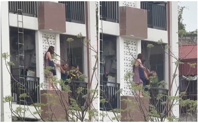Cô gái trèo ra ngoài tầng cao ngôi nhà, nghĩ quẩn vì giận dỗi người yêu