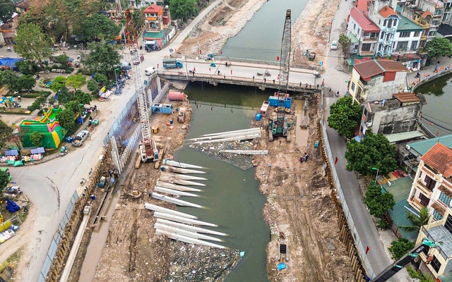 Toàn cảnh công trình cải tạo hạ lưu sông Kim Ngưu gần 700 tỷ đồng sắp cán đích
