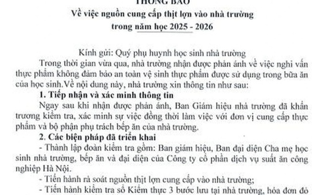 Phụ huynh cắt cơm bán trú sau vụ 300 tấn thịt lợn bệnh được đưa vào trường học