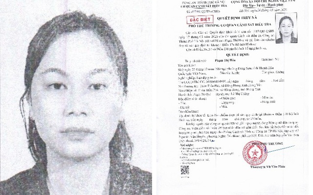 Quyết định truy nã Phạm Thị Hóa SN 1989