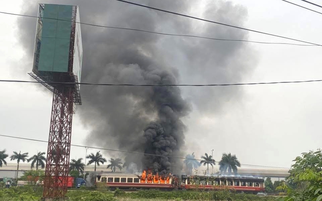 Cháy tàu hỏa gần ga Tiền Trung, Hải Phòng