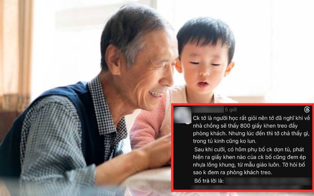 Con dâu thắc mắc sao nhà không treo giấy khen, bố chồng trả lời 1 câu 10 điểm: Thì ra người EQ cao là thế này sao?