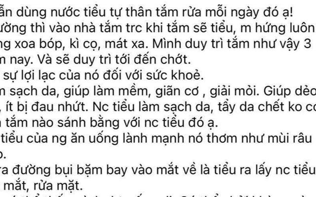 Trào lưu dùng nước tiểu để tắm, rửa mặt, bác sĩ cảnh báo nguy cơ