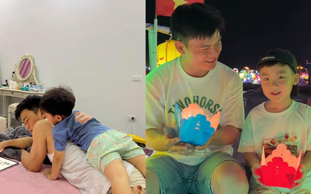 Nhìn bé Bo vô tư quấn quýt bên bố Cương chợt nhận ra: Dáng vẻ của một đứa trẻ hạnh phúc thật sự là thứ không thể "diễn"