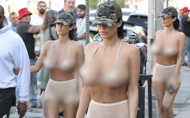 Vợ Kanye West hở hang tới nực cười, chồng đi bên cạnh lại kín mít khiến cả phố ngoái nhìn