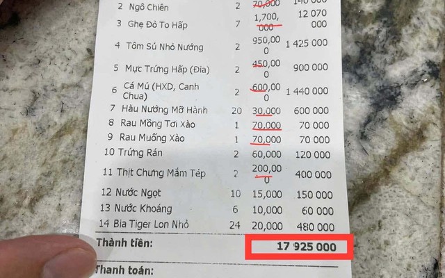 Lan truyền hóa đơn bữa ăn gần 18 triệu đồng dịp lễ ở Sầm Sơn: Nhà hàng giải thích, chính quyền vào cuộc