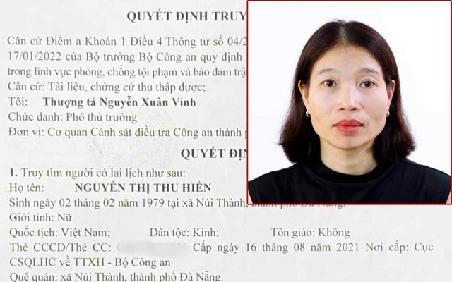 Quyết định truy tìm Nguyễn Thị Thu Hiền SN 1979