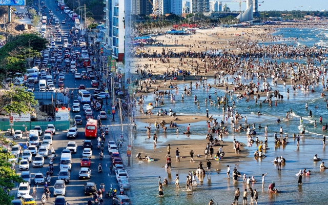 Vũng Tàu lễ này quá dữ: Gần 70.000 người đổ về mỗi ngày, 5 bãi tắm chật kín người