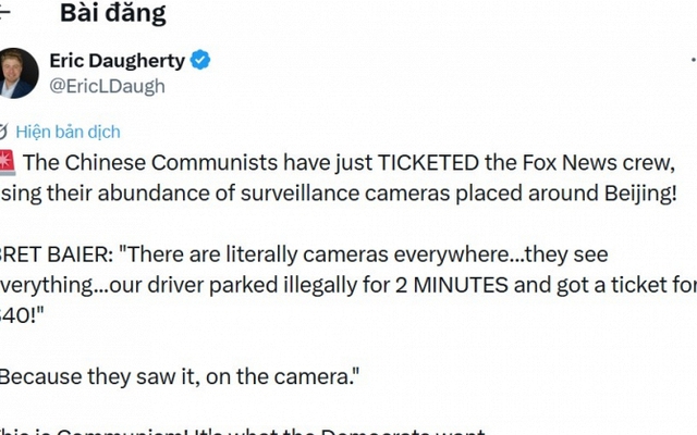 Phóng viên Fox News sang Trung Quốc chưa kịp tác nghiệp tin ông Trump đã bị camera giao thông phạt 40 USD vì đỗ xe trái phép