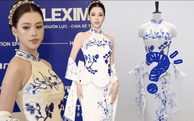 Hoa hậu Tiểu Vy hứng chỉ trích vì bộ váy hoạ tiết gốm xanh bị đánh giá "giống sườn xám Trung Quốc"