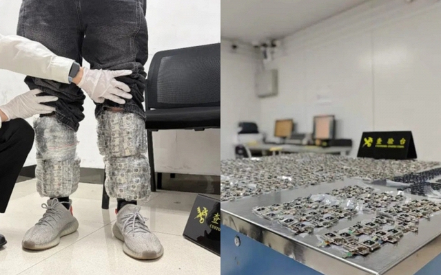 Phát hiện người đàn ông buộc 1.378 “vật lạ” quanh chân ở cửa hải quan