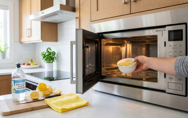3 cách làm sạch lò vi sóng không cần cọ rửa mạnh