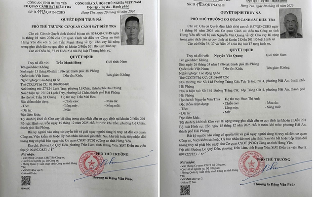 Quyết định truy nã Trần Mạnh Hùng SN 1986
