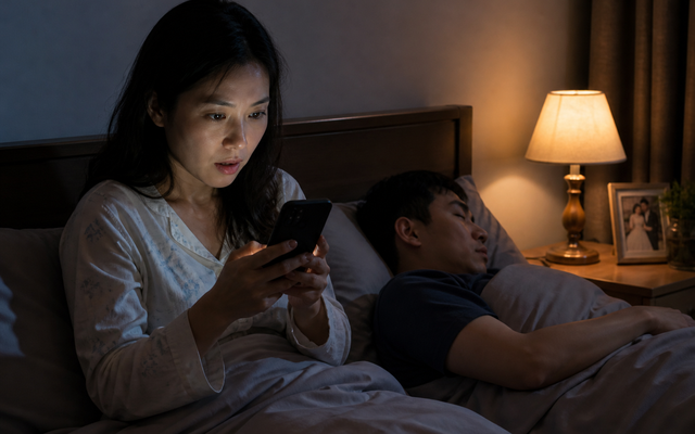 Sau buổi họp lớp, nửa đêm điện thoại của chồng bỗng dưng sáng lên, vợ nghẹn lời khi mở ra xem 
