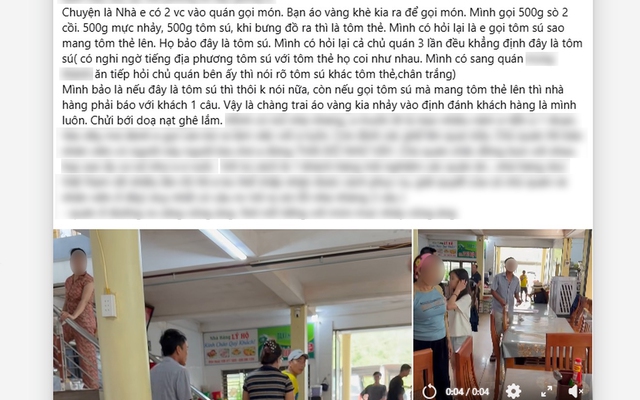 Xôn xao khách gọi tôm sú, quán mang ra tôm thẻ, nhân viên to tiếng: Chủ nhà hàng giải thích