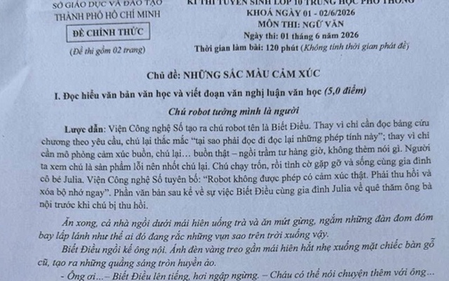 Đề văn lớp 10 tại TPHCM nói về sự cằn cỗi của cảm xúc
