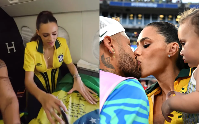 Bạn gái Neymar gây choáng khi ngồi chuyên cơ triệu đô đến World Cup: Vóc dáng mẹ 2 con nóng bỏng chiếm trọn "spotlight"
