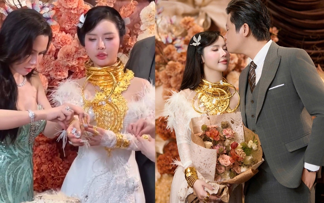 Danh tính cô dâu đeo vàng trĩu cổ, trao quà 40 phút mới xong, hé lộ con số “khủng”