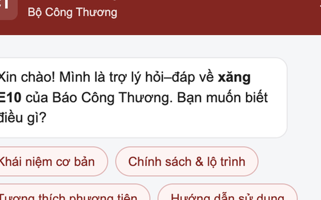 Xăng E10 vừa bán đại trà, Bộ Công Thương lập chatbot giải đáp cho người dân