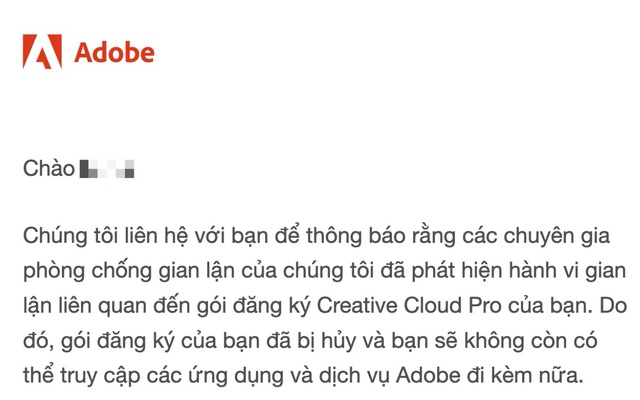 Người dùng Việt dùng Adobe bản quyền vẫn bị khoá tài khoản