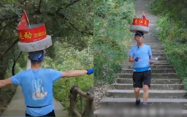 Kỳ nhân Trung Quốc đội cối đá leo núi luyện thiết đầu công