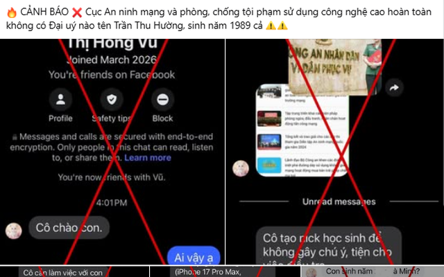 Bộ Công an cảnh báo nóng về 'Đại úy Trần Thu Hường, sinh năm 1989'