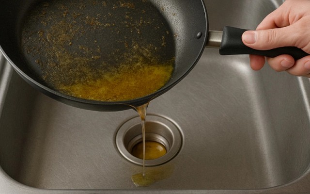 Có nên đổ dầu ăn vào bồn rửa bát?