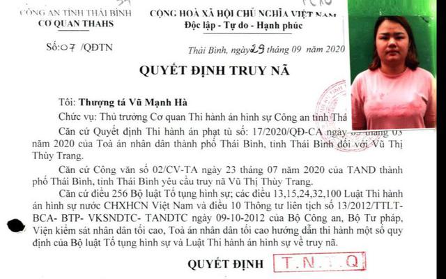 Quyết định truy nã Vũ Thị Thùy Trang SN 1998