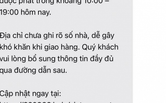 Cảnh báo tất cả những ai nhận được tin nhắn thông báo giao hàng này: Tuyệt đối không bấm
