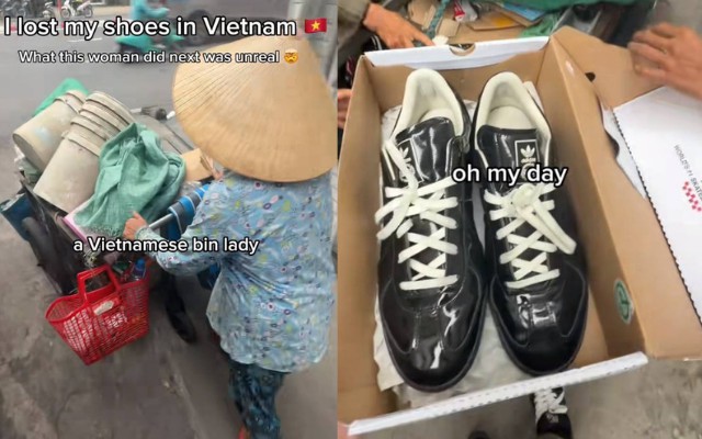 Bỏ quên đôi giày trên vỉa hè, khách Tây được cô nhặt ve chai dùng “mạng lưới quan hệ” tìm lại trong 40 phút