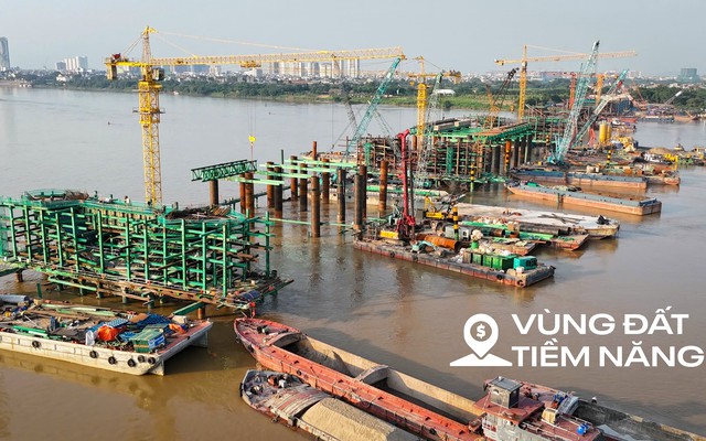 Ngắm đại công trường xây cầu vô cực ở Hà Nội: 8 tháng đạt gần 40% tiến độ, 26.000 tấn thép đã sẵn sàng, 500 người làm 3 ca để vượt qua cột mốc khó khăn nhất