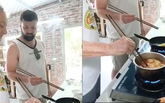 Xem khách Tây rán nem, sốt đậu, dân mạng trêu 'đi du lịch hay học lỏm nấu ăn'