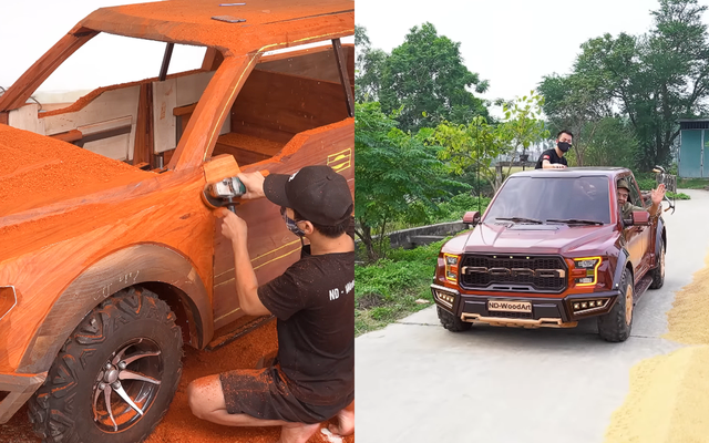 Xe gỗ mô phỏng Ford F-150 Raptor của YouTuber Việt Nam lên báo Mỹ: Mất 150 ngày hoàn thiện, động cơ điện