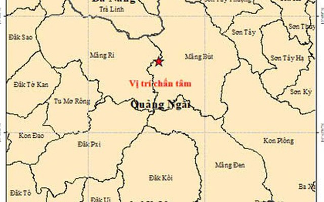 Liên tiếp 6 trận động đất tại Quảng Ngãi, có trận 4 độ