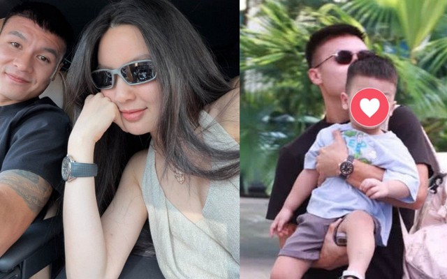 Quang Hải "xả vai" cầu thủ, cùng Chu Thanh Huyền đưa con trai đi học ngày đầu năm học mới