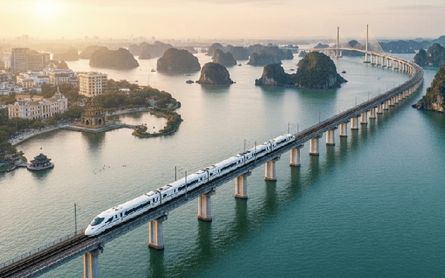 Không chỉ làm siêu đường sắt tốc độ 350km/h, tỷ phú Phạm Nhật Vượng còn cho xây 9 cầu vượt sông, 11 cầu cạn, dự kiến 2028 người Việt đi từ VEC tới Hạ Long chỉ mất 23 phút