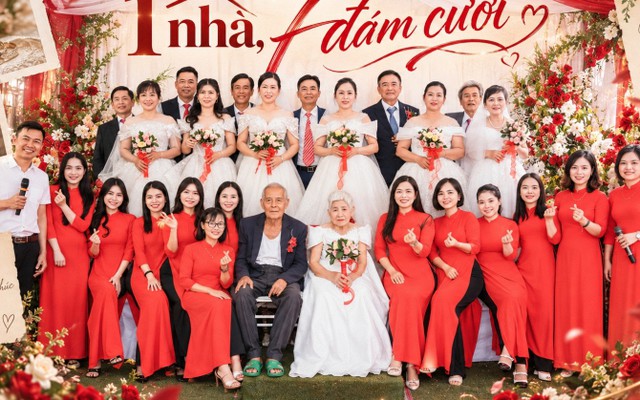 Đám cưới hot ở Bắc Ninh: 7 cặp đôi họ Vũ rủ nhau cưới lại sau hàng chục năm, có cặp đã bên nhau hơn 7 thập kỷ