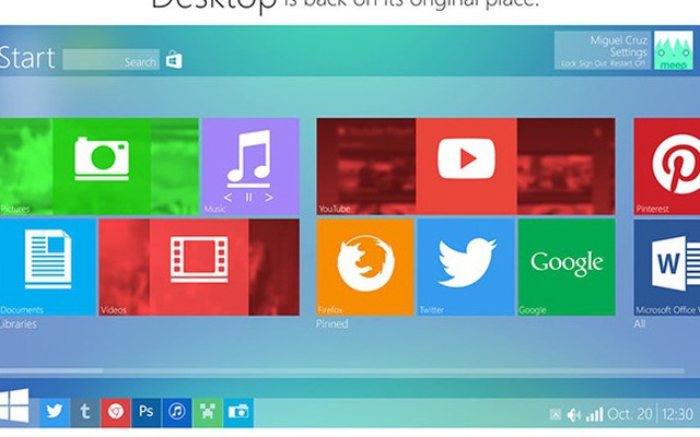 Hé lộ concept giao diện Windows 9 tuyệt đẹp