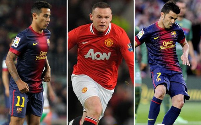 Barca gạ đổi Thiago + Villa lấy Rooney