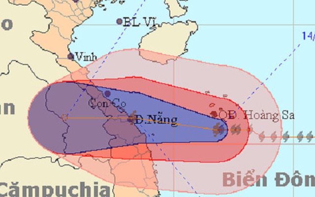 Bão số 11 rất gần quần đảo Trường Sa