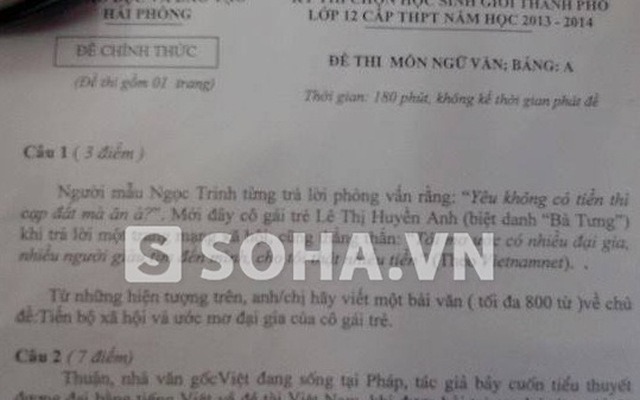 Choáng vì đề thi HSG Văn TP Hải Phòng hỏi về Bà Tưng, Ngọc Trinh