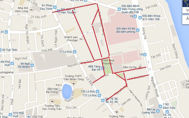 Bản đồ các tuyến phố cấm ở Hà Nội ngày Quốc tang