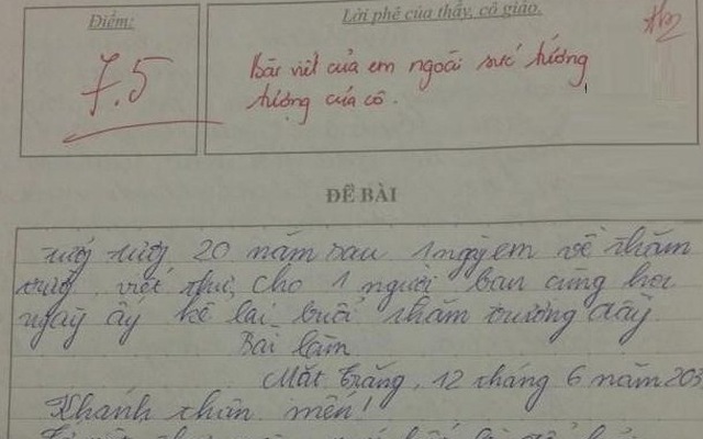 Lá thư "20 năm sau về thăm trường": Cô giáo bị chê chấm điểm thấp