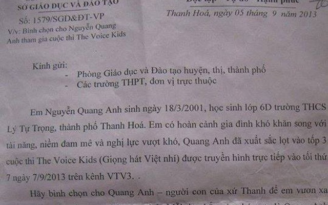 Bình chọn cho Quang Anh: 'Sở GDĐT Thanh Hoá lạm quyền kỳ lạ'