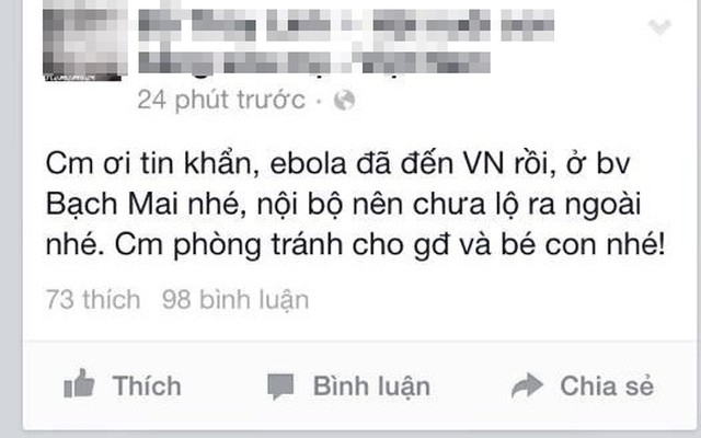 Tin đồn Việt Nam có ca nhiễm Ebola đầu tiên: Bộ Y tế nói gì?