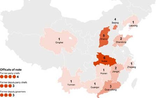 Trung Quốc công bố "bản đồ sa ngã" của các quan chức